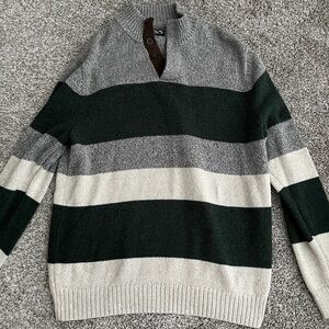 Men’s Chaps Striped Quarter Button Knit Sweater